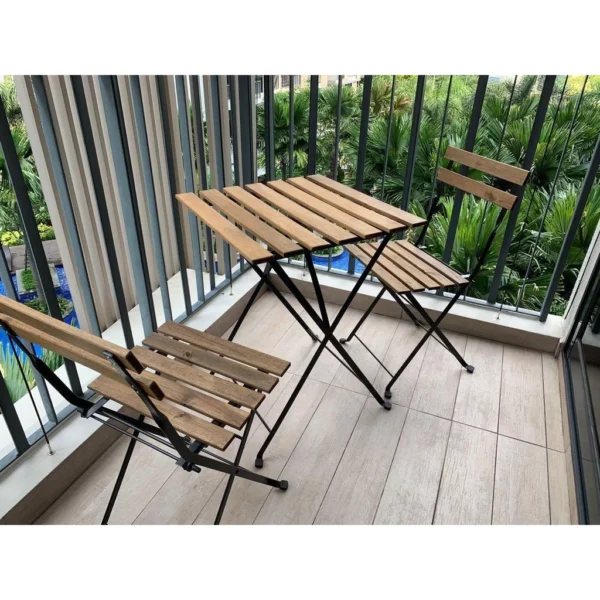 garden table with 2 chairs Acacia Color Dark Brown