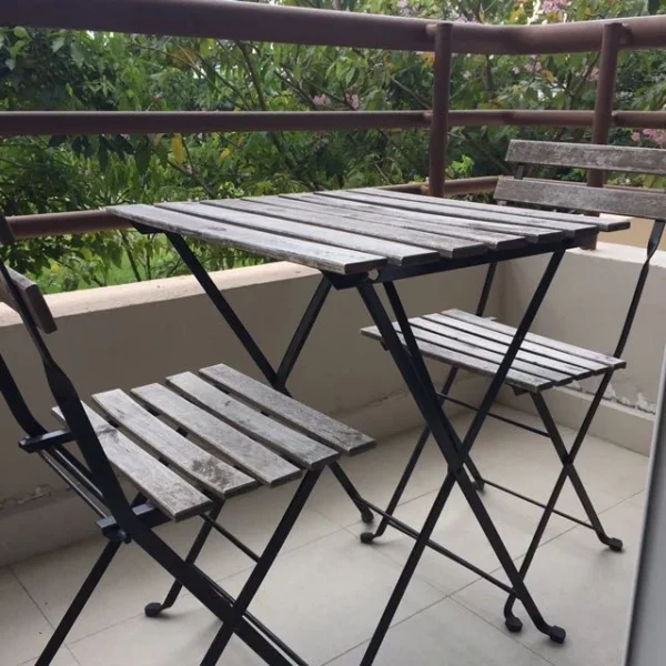 garden table with 2 chairs Acacia Color Dark Brown