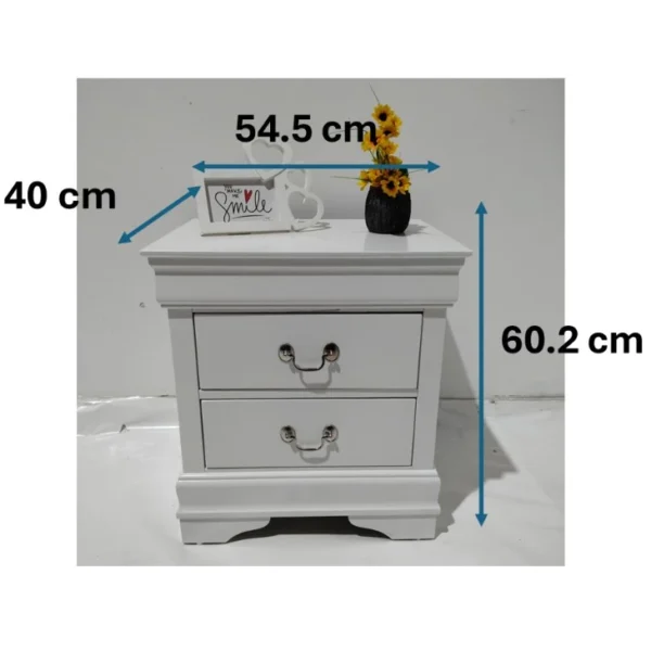Louisse 2 Drawer Night Stand Solid Wood Bedside Table