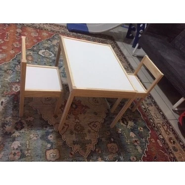 Kids  Children s Study   Play Table Set  Table with 2 Chairs White Pine