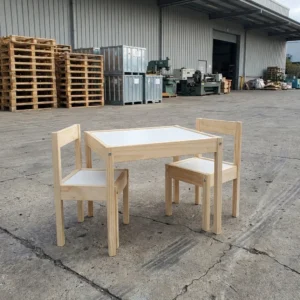 Kids  Children s Study   Play Table Set  Table with 2 Chairs White Pine