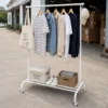 ORIGINAL     Swedish Style Clothes Rack with Caster Wheels   White