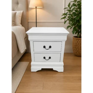Louisse 2 Drawer Night Stand Solid Wood Bedside Table