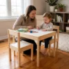 Kids  Children s Study   Play Table Set  Table with 2 Chairs White Pine