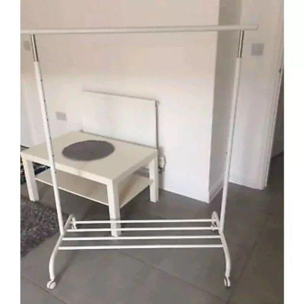 ORIGINAL     Swedish Style Clothes Rack with Caster Wheels   White