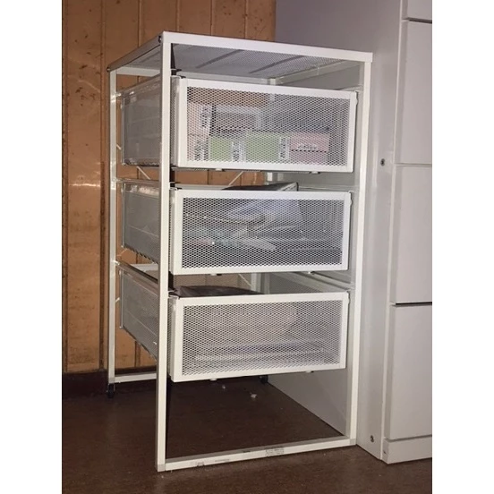 ORIGINAL     Swedish Style 3 Drawer Office Storage Cabinet   Rolling Mesh Organizer